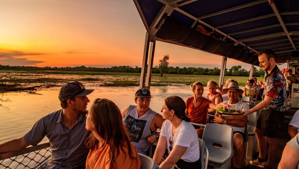 Crocs and canapes on a Yellow Water Billabong cruise in Kakadu National Park.