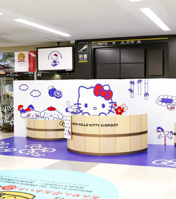 Hello Kitty in the arrivals lobby. Picture: Sanrio Co Hello Kitty in the arrivals lobby. Picture: Sanrio Co