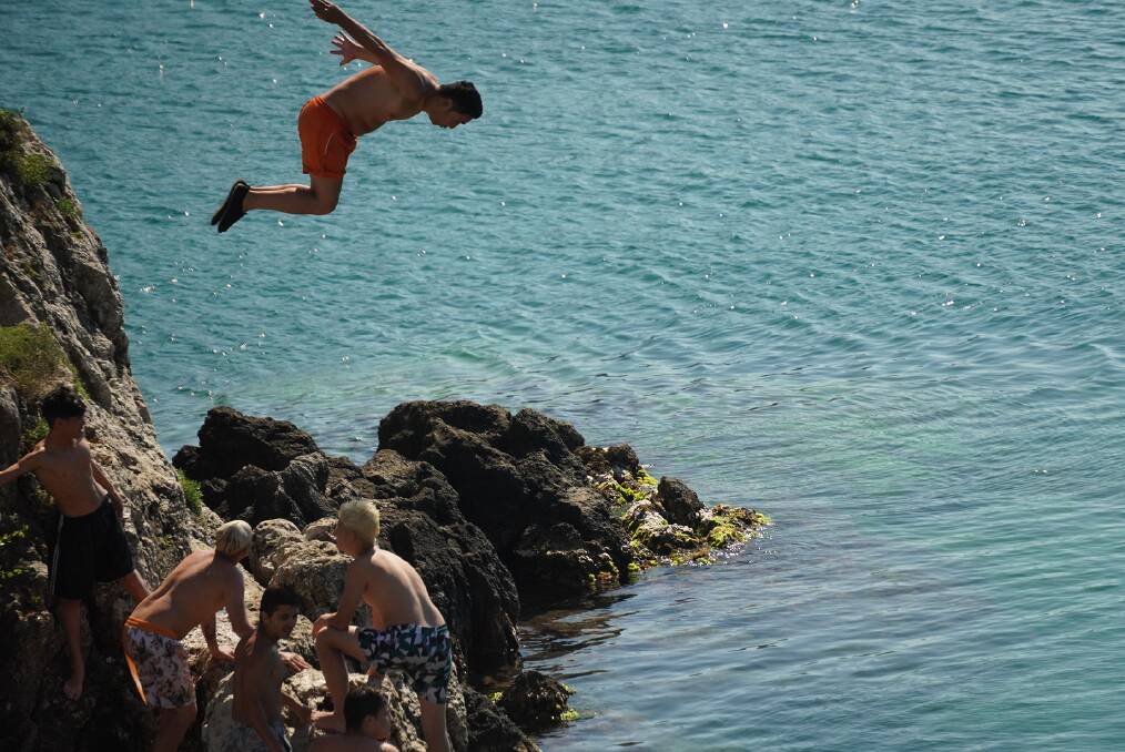 Locals jump in at Amasra on the Black Sea. Picture by John Paul Moloney Locals jump in at Amasra on the Black Sea. Picture by John Paul Moloney