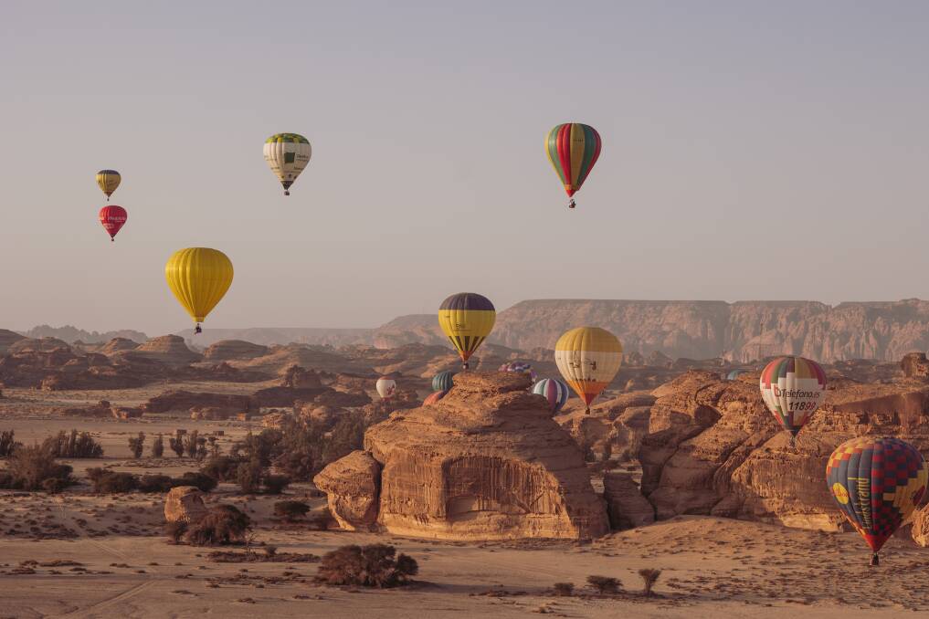 Hot air balloon flight in AlUla. Hot air balloon flight in AlUla.