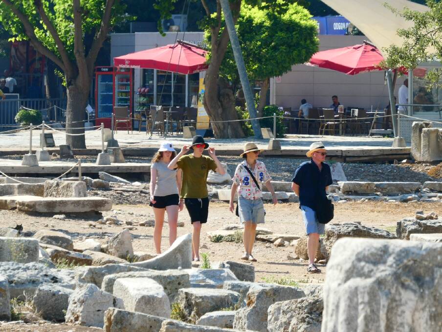 The writer and his family at Ephesus. The writer and his family at Ephesus.