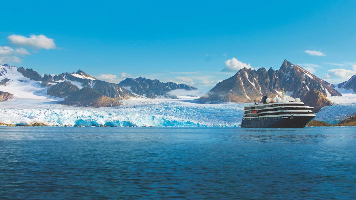 An Atlas Ocean Voyages ship in the Arctic.