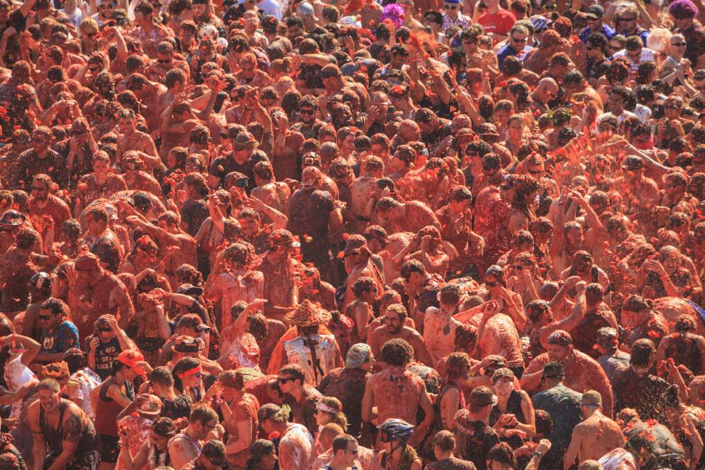 La Tomatina in the town of Buol. Picture: Getty Images La Tomatina in the town of Buol. Picture: Getty Images