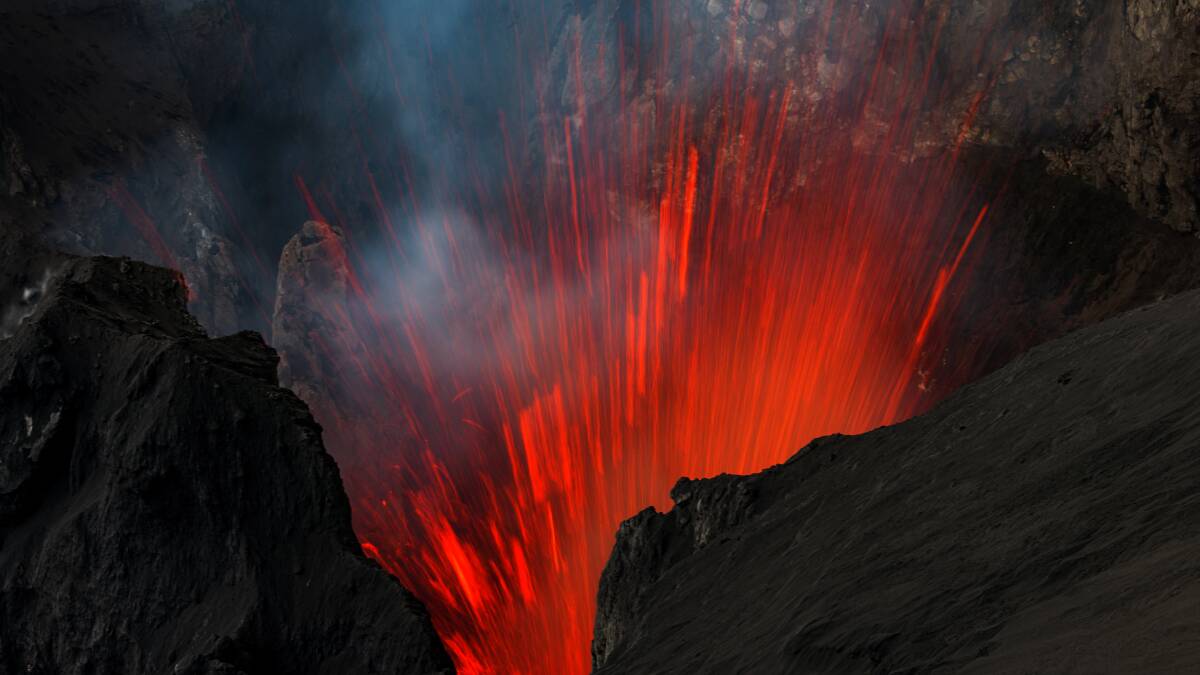 The active volcano. The active volcano.