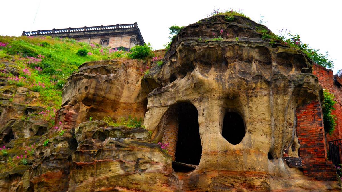 Caves at the foot of Nottingham Castle.