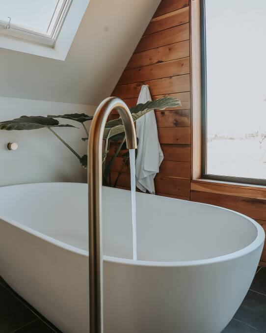 The in-room stone tub.