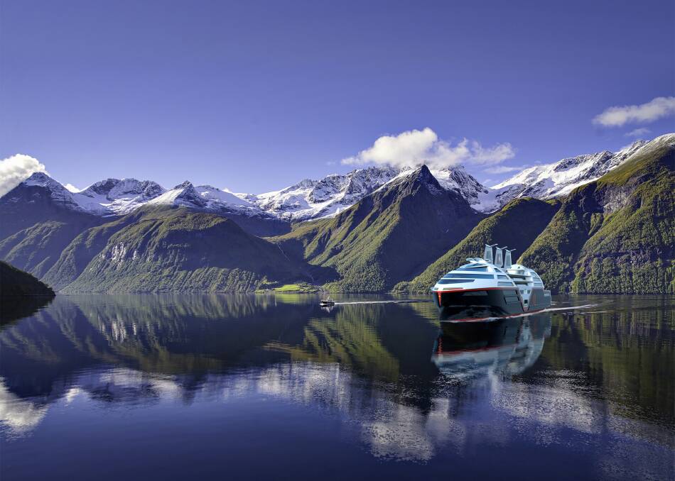 A rendering of Sea Zero, a zero-emission ship being developed by Hurtigruten. Credit: VARD Design A rendering of Sea Zero, a zero-emission ship being developed by Hurtigruten. Credit: VARD Design