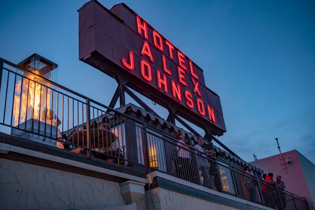 The hotel's Hitchcockian-style neon sign. Picture: Travel South Dakota The hotel's Hitchcockian-style neon sign. Picture: Travel South Dakota