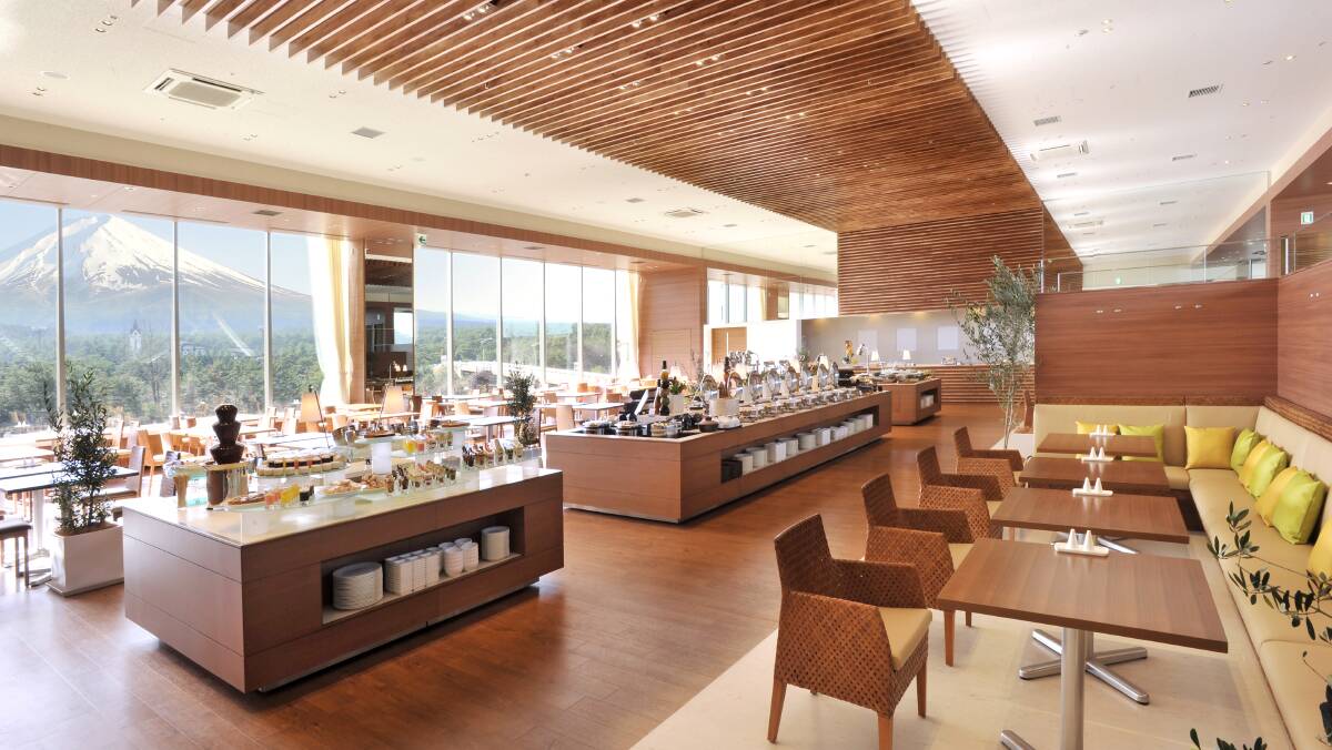 Views of Mt Fuji from the Highland Hotel Resort and Spa Fujiyama Terrace Restaurant.