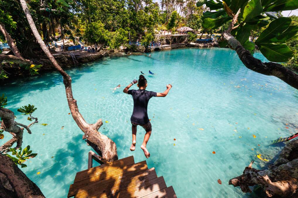 Swing into the Blue Lagoon. Swing into the Blue Lagoon.