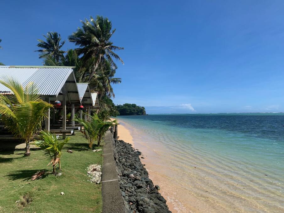 Beachfront buildings at Babeldaob. Picture: Amy Cooper