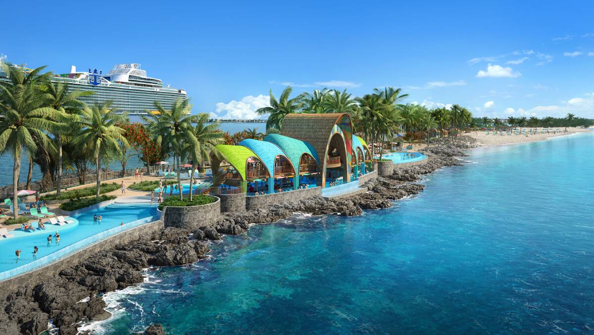 Render of the Royal Caribbean's Royal Beach Club in Nassau.