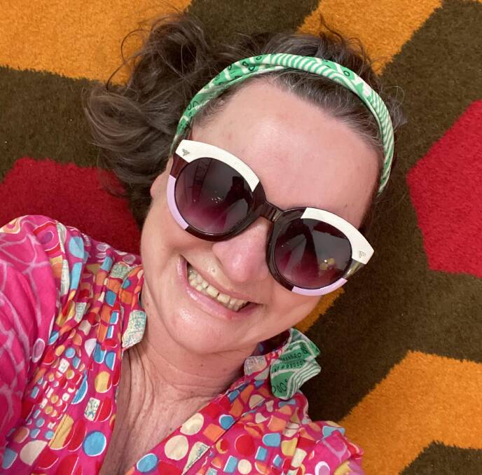The writer, with accessories, takes a selfie at the Parker Palm Springs. The writer, with accessories, takes a selfie at the Parker Palm Springs.