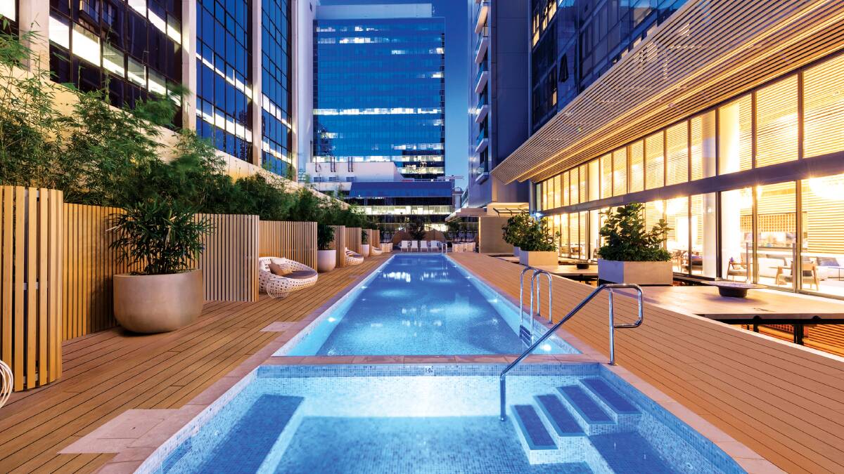 The pool at Skye Suites. The pool at Skye Suites.