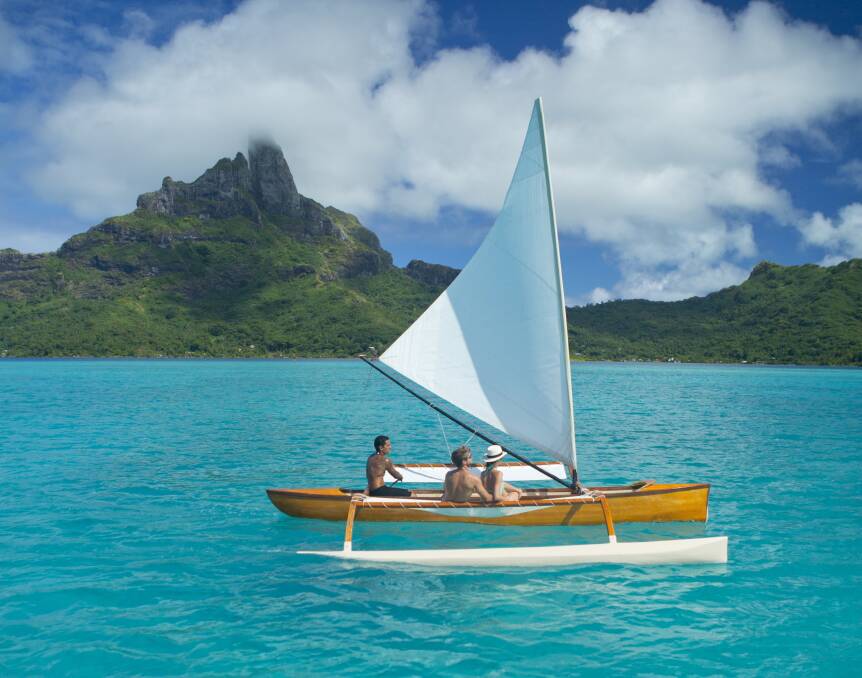 Outrigger sailing in Bora Bora.
