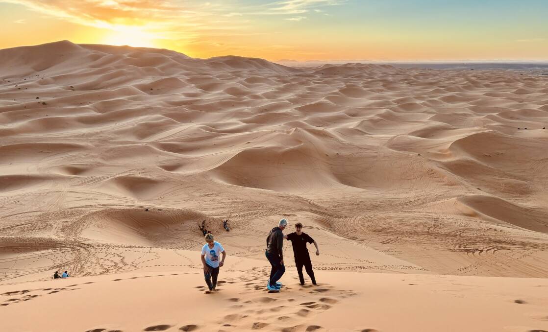 Family fun in the Moroccan desert. Picture: Kate Cox Family fun in the Moroccan desert. Picture: Kate Cox