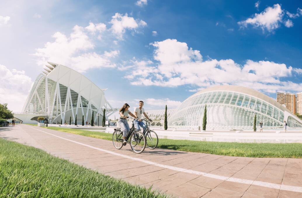 Biking through the gardens in Valencia. Biking through the gardens in Valencia.