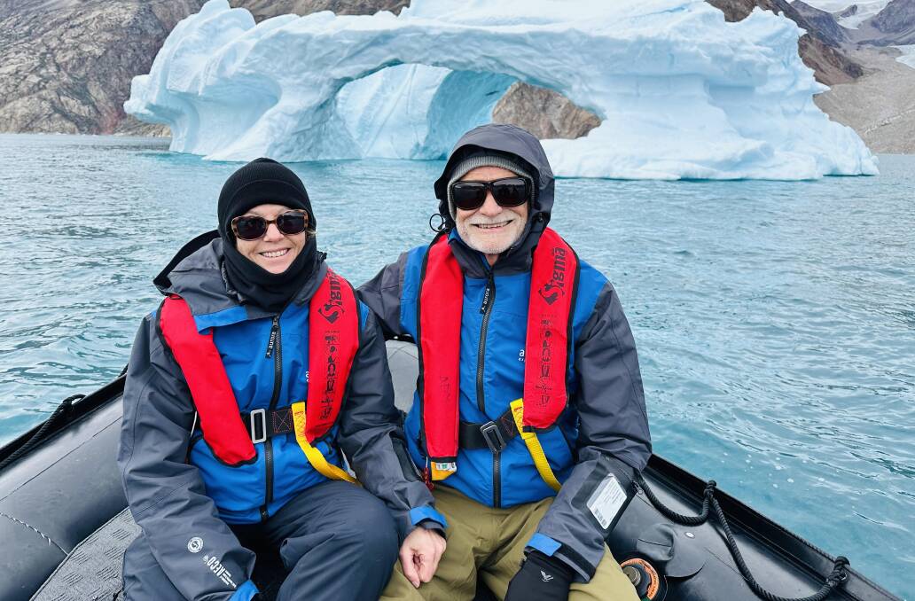 The writer and his wife, Maria, exploring a Greenland fjord.