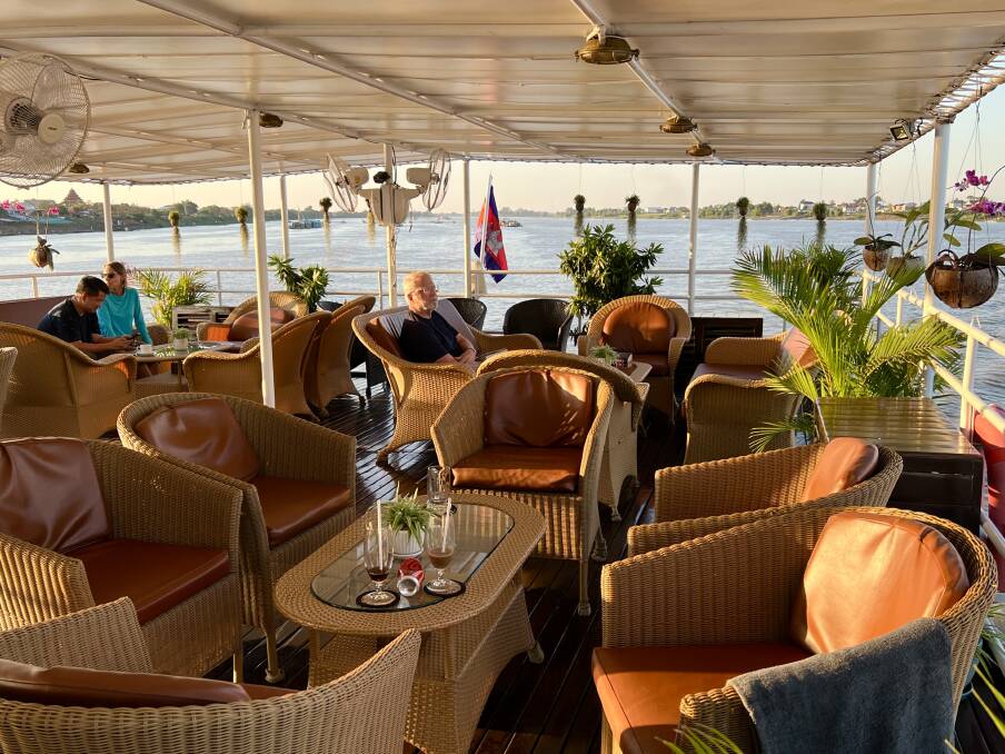 Relaxing on the top deck of the Toum Tiou II.