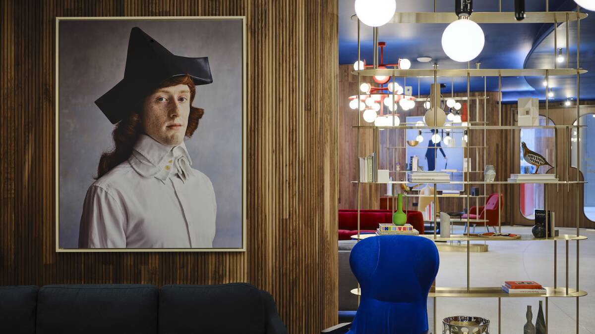 The lobby of art'otel London Battersea Power Station.