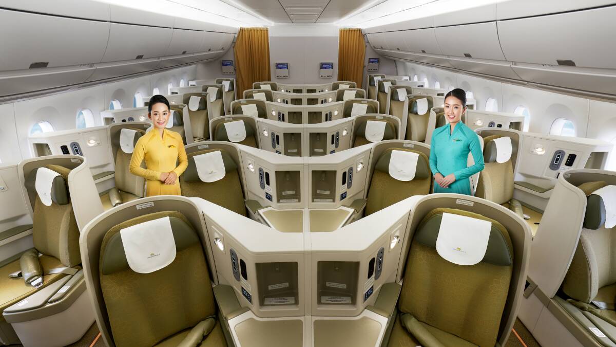 Vietnam Airlines business class cabin.