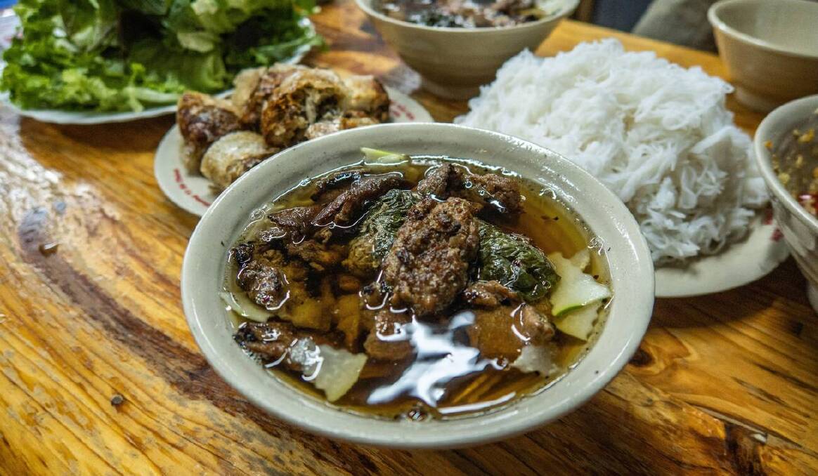 Bun cha marked stop number four. Bun cha marked stop number four.