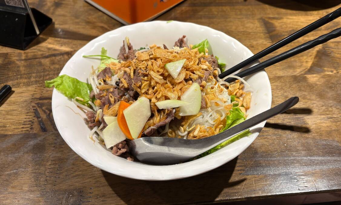 Beef noodle salad to kick off the tour. Picture by Tim Piccione Beef noodle salad to kick off the tour. Picture by Tim Piccione