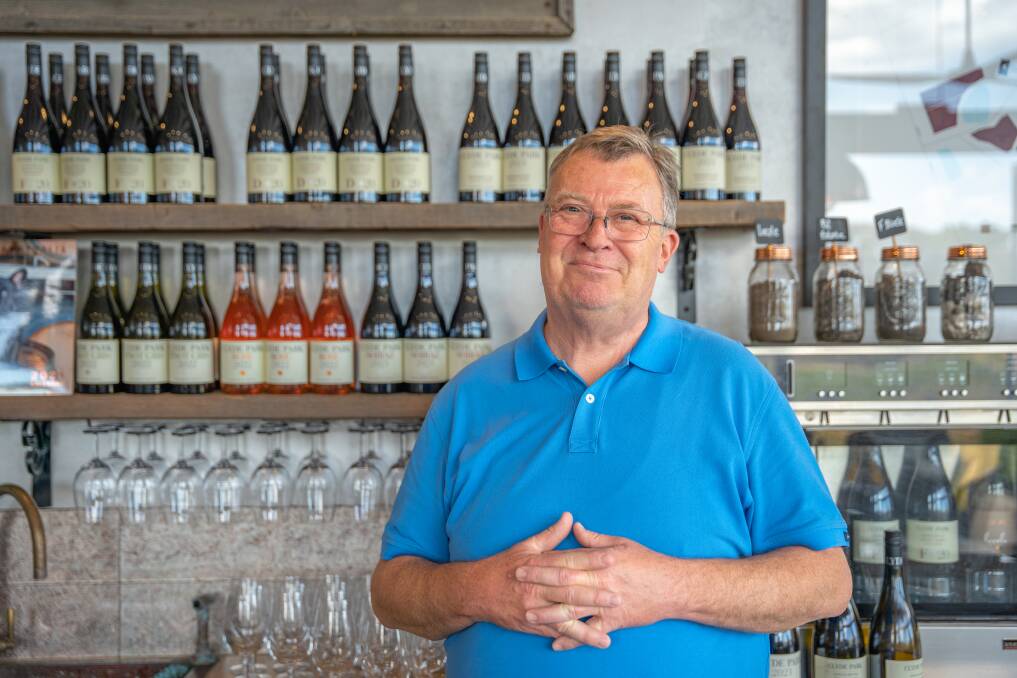 Clyde Park Estate co-owner Terry Jongbloed in the property's cellar door at Moorabool Valley, Victoria. Picture: Isaac Foreman