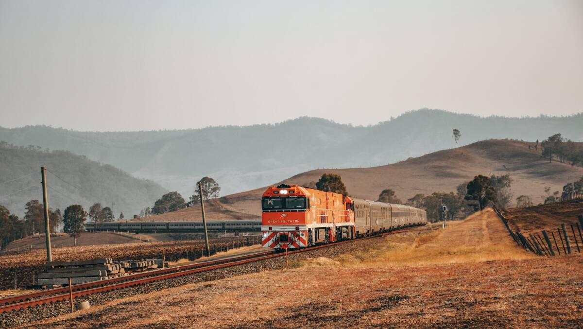 Journey Beyond's Great Southern train passing through Glenapp, Queensland.