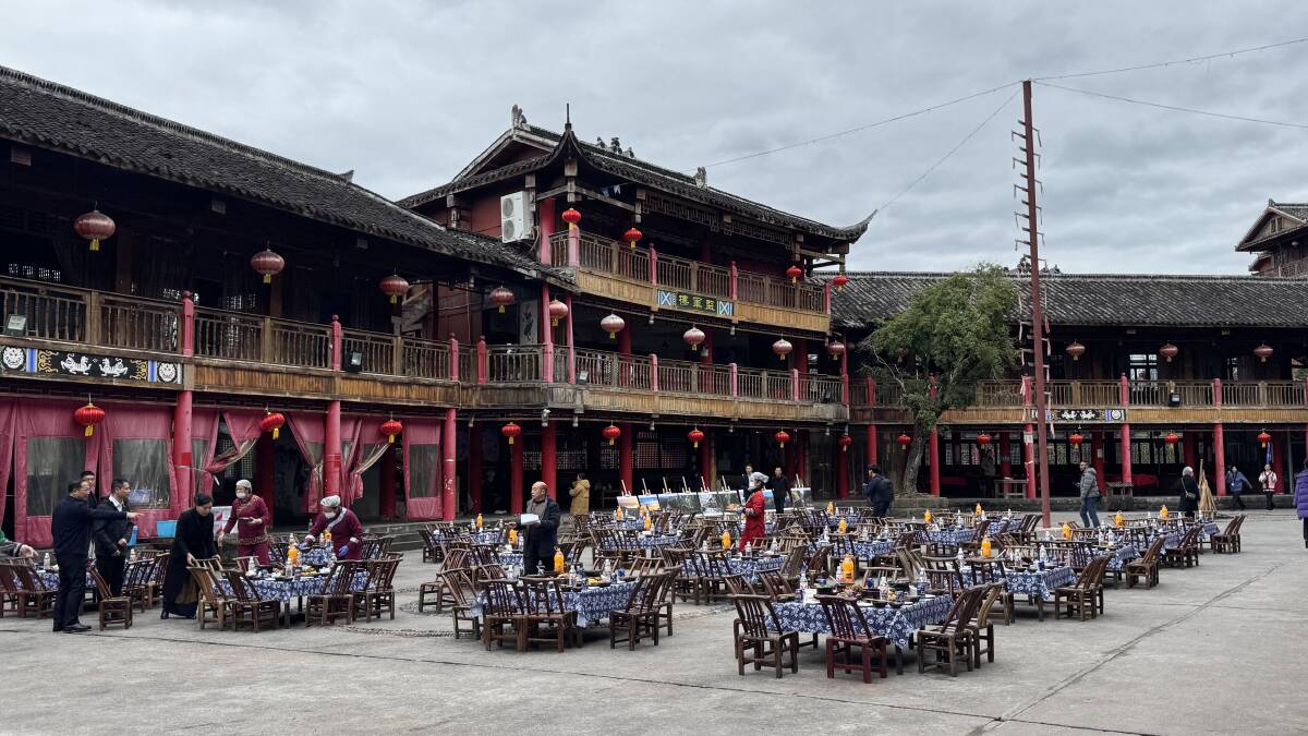 A lunch set up in the Miao cultural village, a two-hour drive from Chongqing. Picture by Bageshri Savyasachi