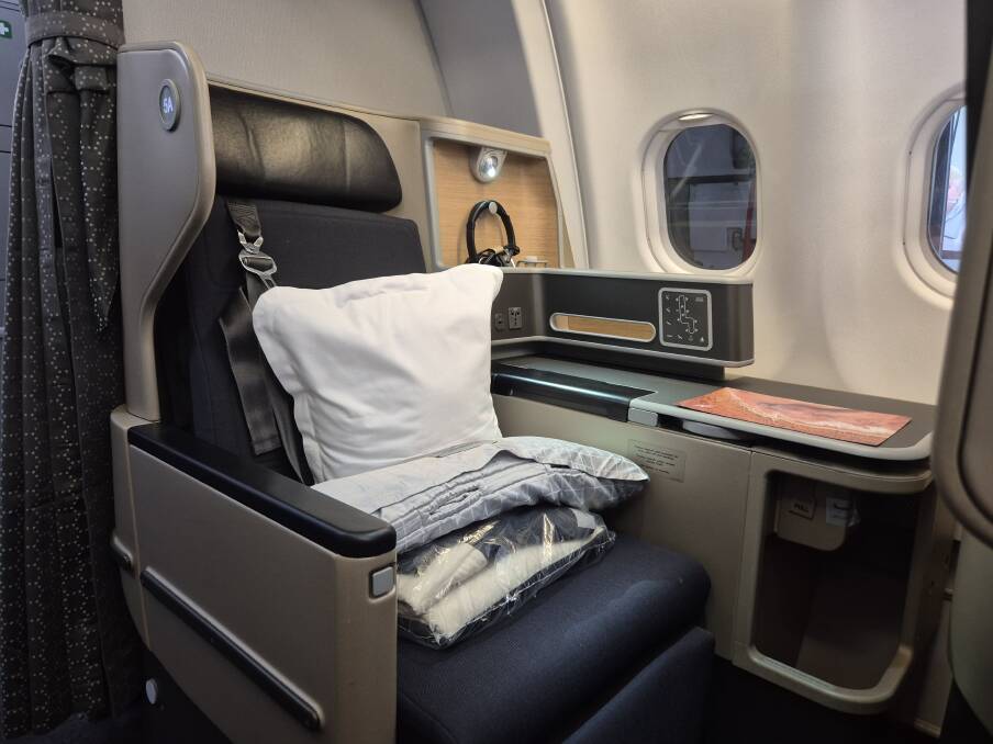 Qantas business class. Picture by Peter Angelopoulos