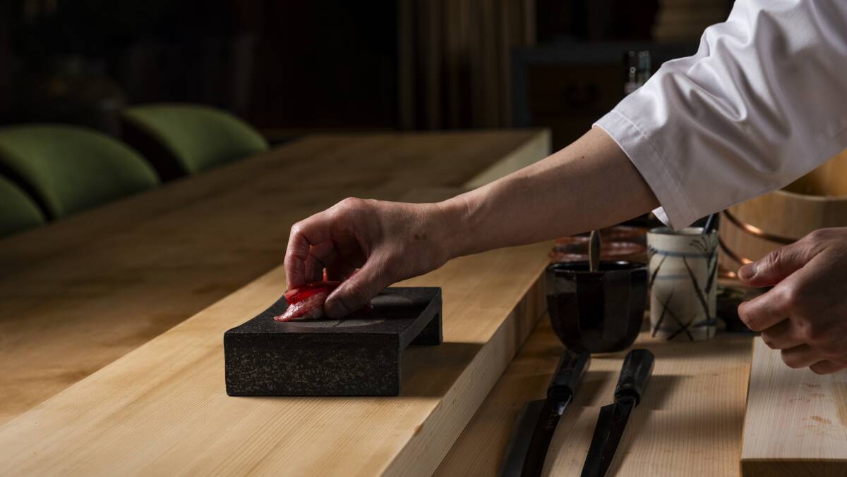 Handcrafted sushi at Tsukimi. Handcrafted sushi at Tsukimi.