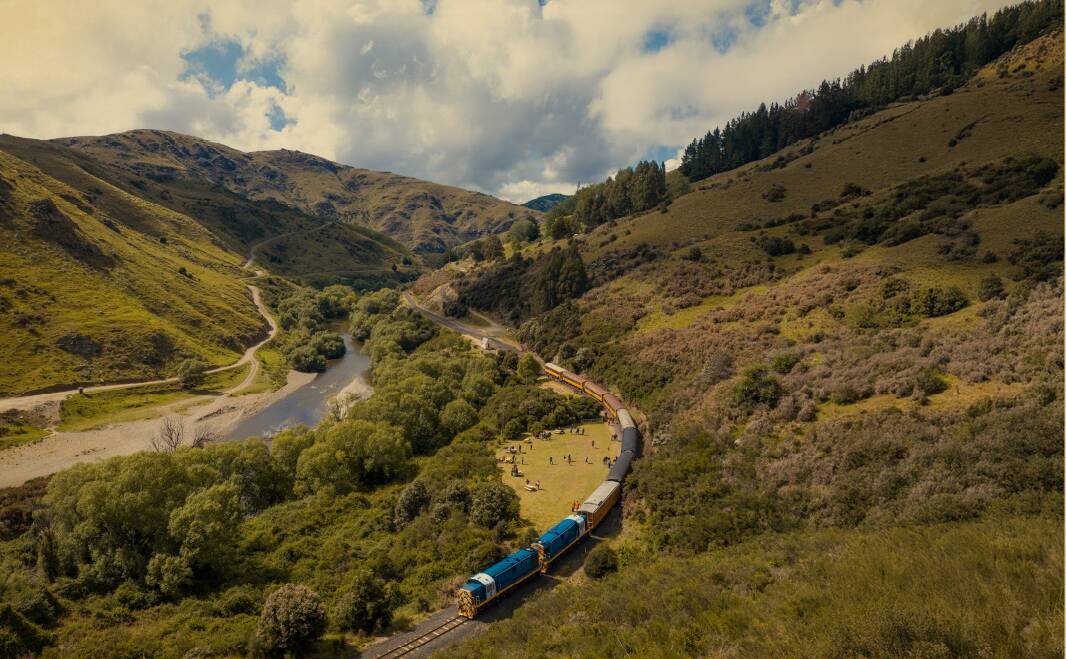 New Zealand's The Southerner rail journey between Christchurch and Dunedin on South Island. New Zealand's The Southerner rail journey between Christchurch and Dunedin on South Island.