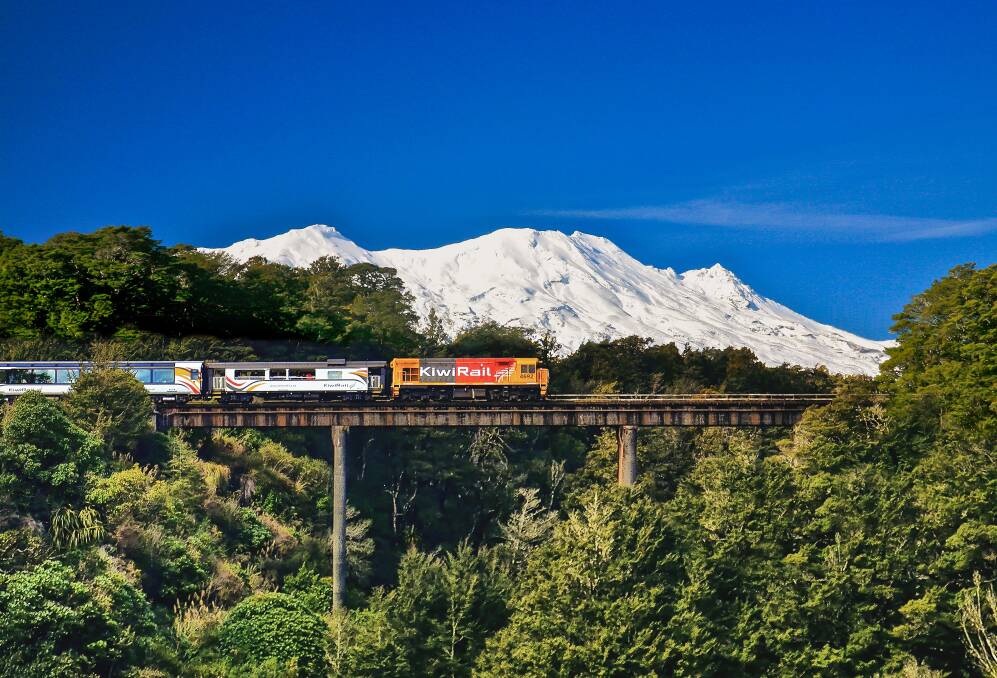 The Northern Explorer train travels between Wellington and Auckland. The Northern Explorer train travels between Wellington and Auckland.