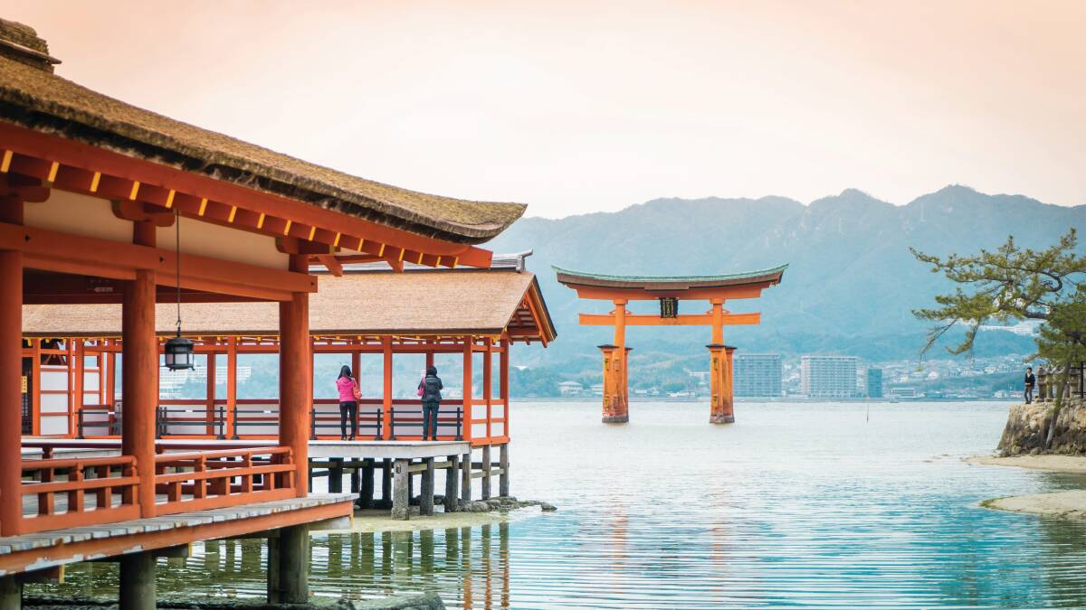 Itsukushima Shrine's tori gate. Itsukushima Shrine's tori gate.