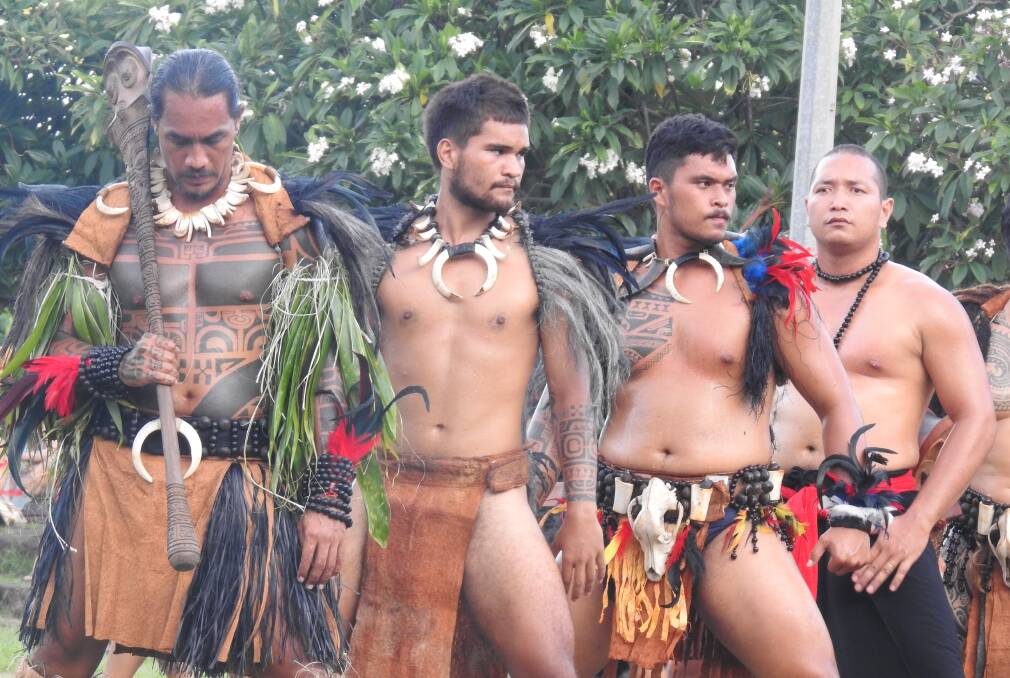 Performers at a Marquesan-style wedding on Fatu Hiva island. Picture: Helen Hayes