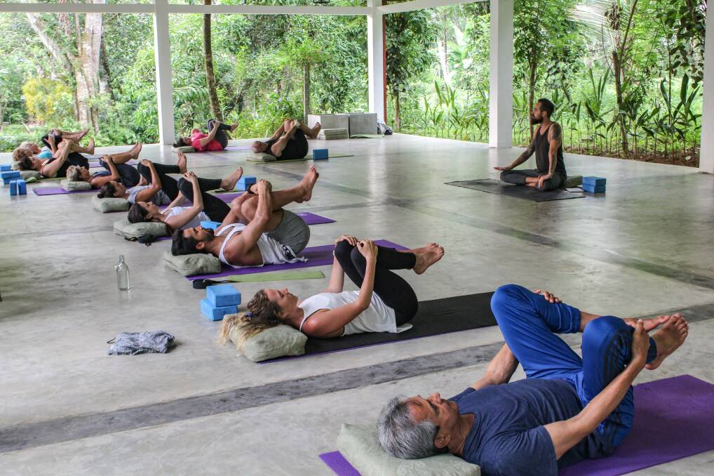 A yoga class at Plantation Villa in Sri Lanka.