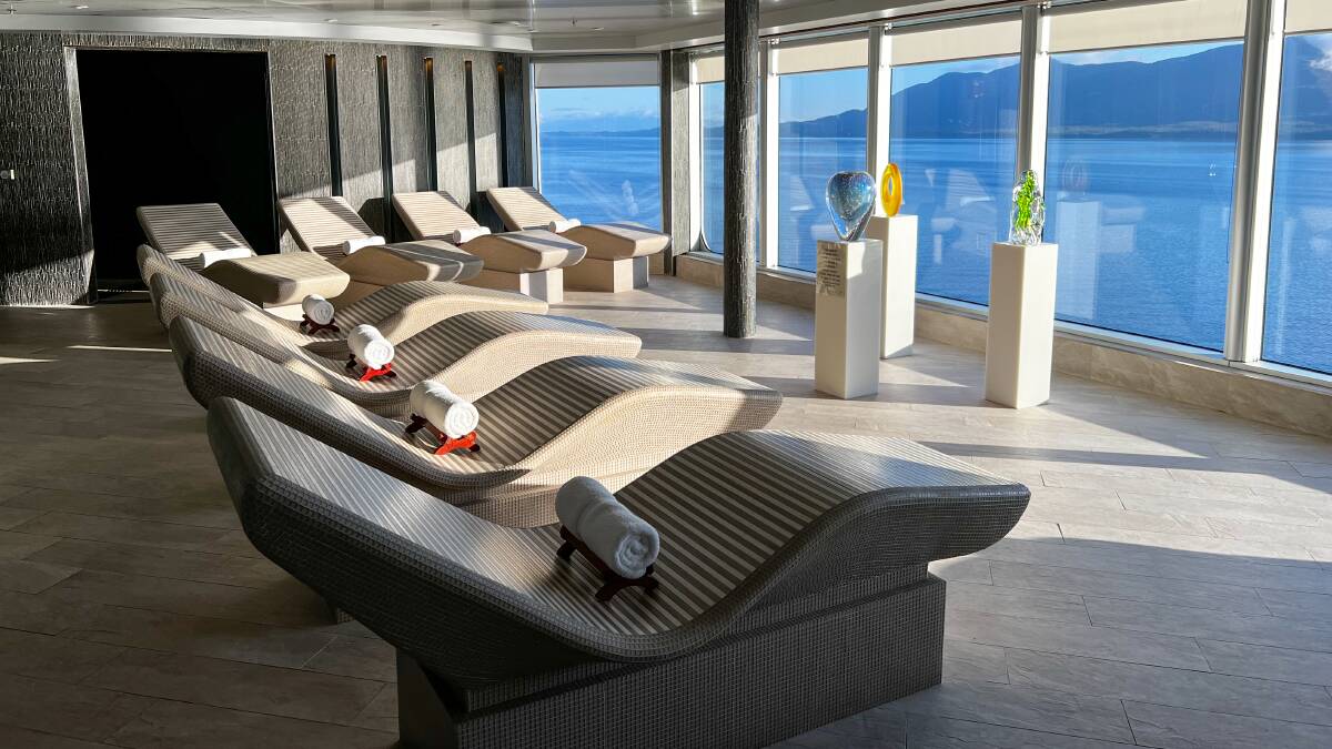 The heated lounges at the ship's spa.
