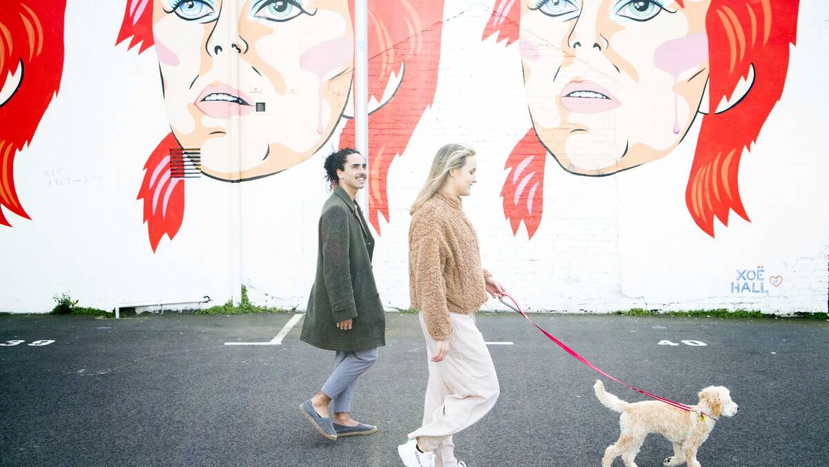 Rugged up for a walk on Cuba Street. Rugged up for a walk on Cuba Street.