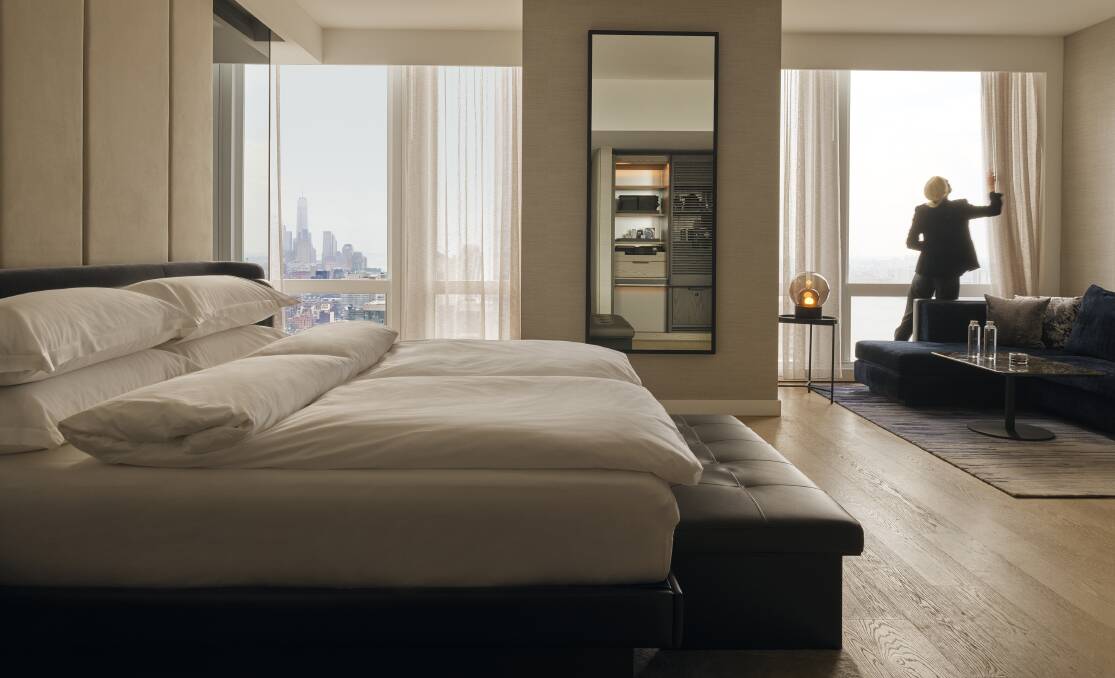 A guestroom at Equinox Hotel New York.