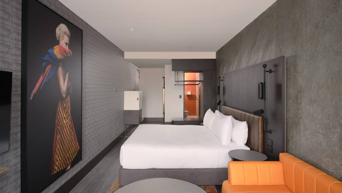 A guestroom at Motley Hotel.