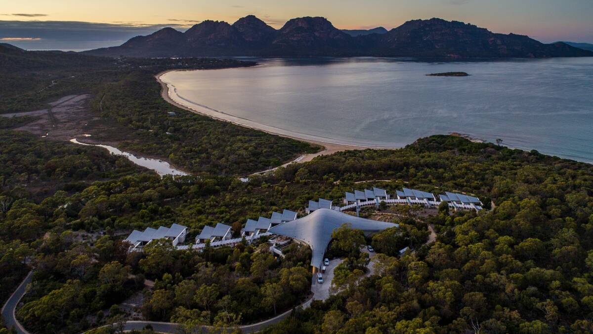 A bird's eye view of the luxury lodge.