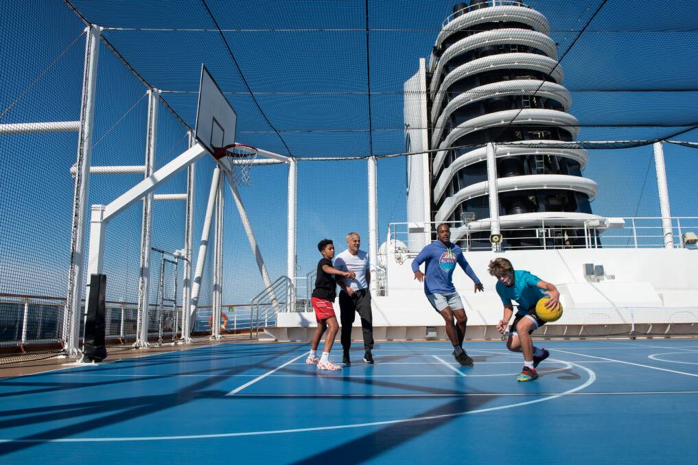The sports court on the top deck.