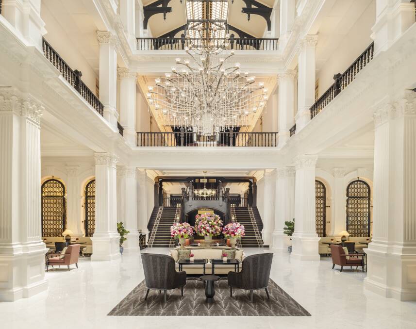 Raffles Singapore's grand lobby. Raffles Singapore's grand lobby.