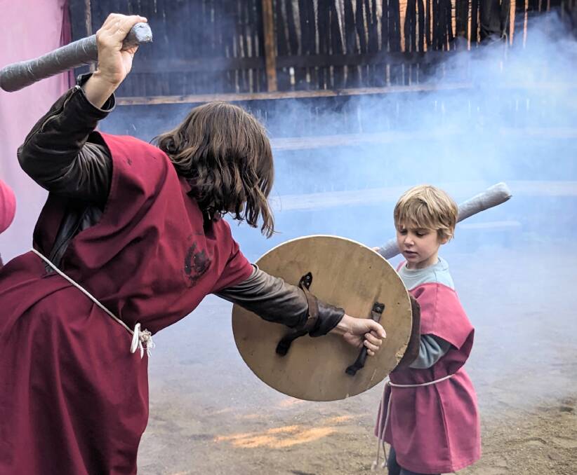 The writer's kid in the arena at Gladiator School. Picture: Shaney Hudson The writer's kid in the arena at Gladiator School. Picture: Shaney Hudson