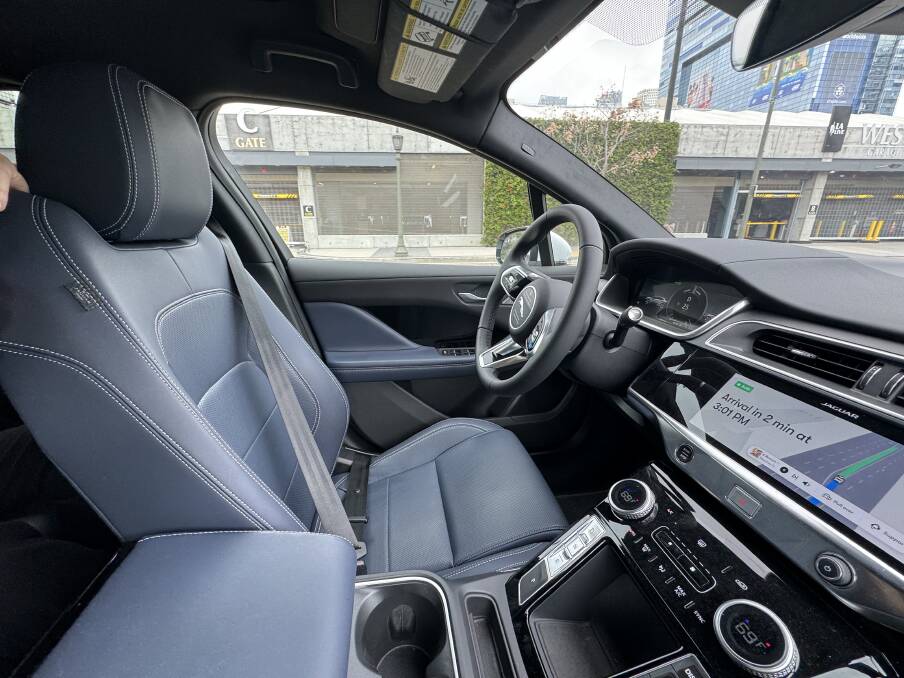 View from the navigator's seat while the Waymo cab is in motion on the streets of LA. Picture: Akash Arora