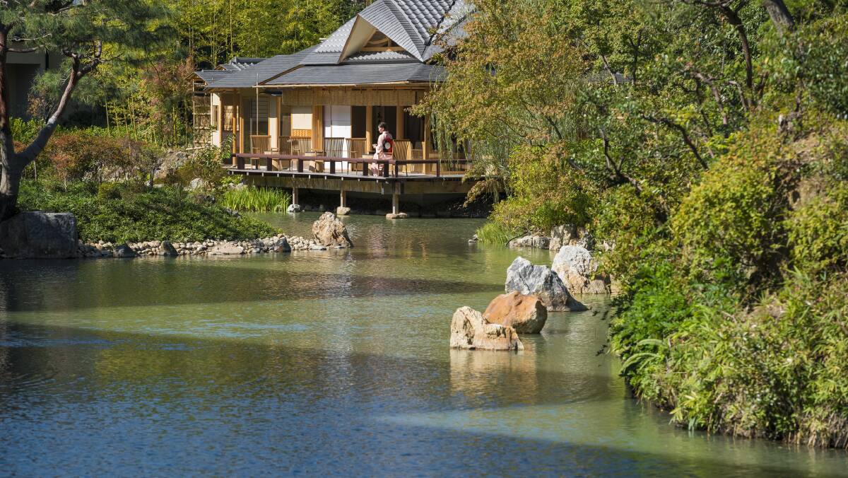 Four Seasons Hotel Kyoto's 800-year-old pond garden.