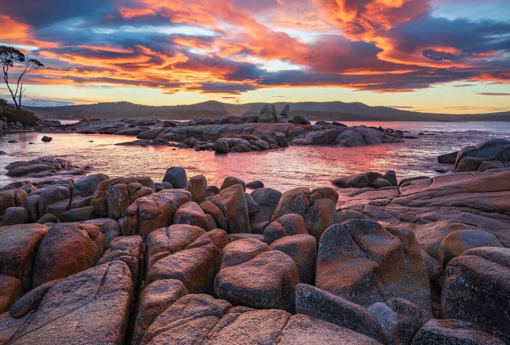 The beach sunsets just get better in winter at Binalong Bay. Picture by Tourism Tasmania