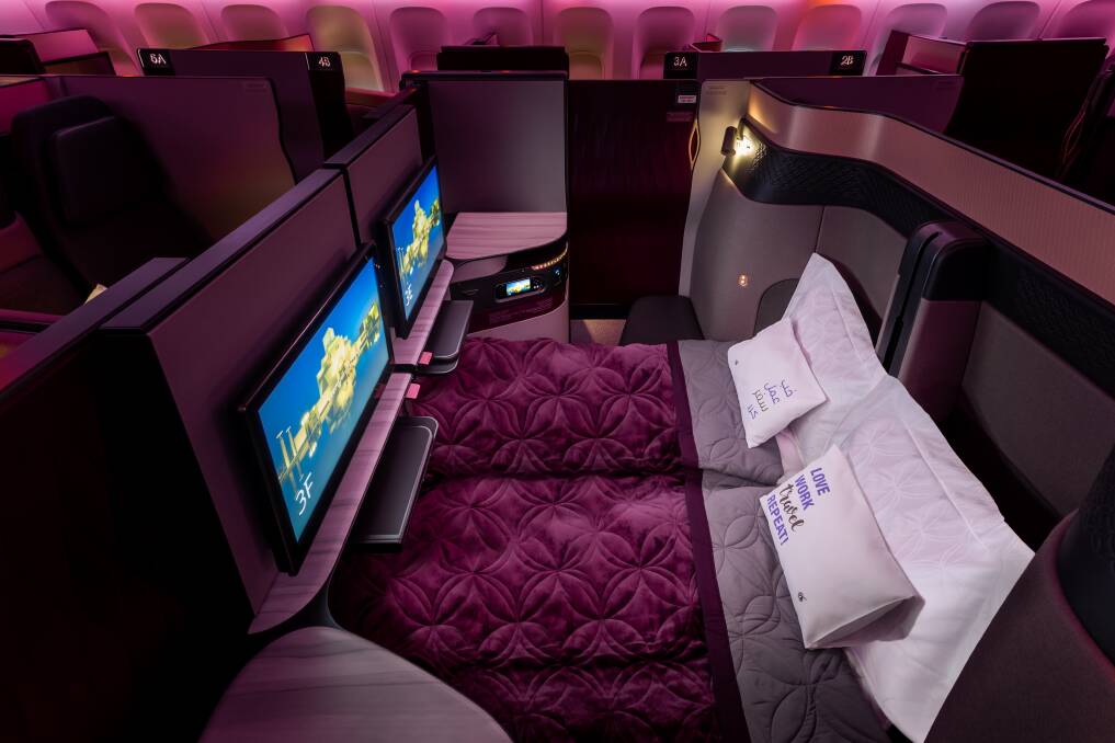 A Double Suite in a Qatar Airways' Qsuite.