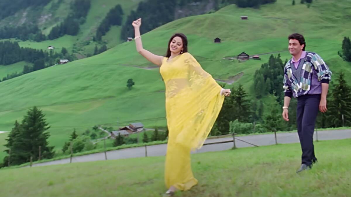 A still from Bollywood movie, Chandni, filmed in Switzerland.